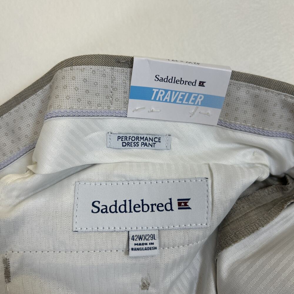 NWT Saddlebred Dress Pants Mens 42X29 273 Lt. Beige Straight Fit Comfort Flex FS - Picture 8 of 9